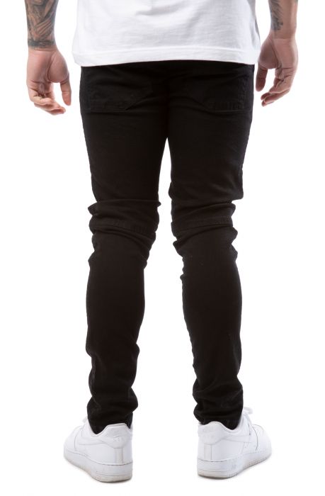 Maurice Knee Zip Moto Jeans Jet Black