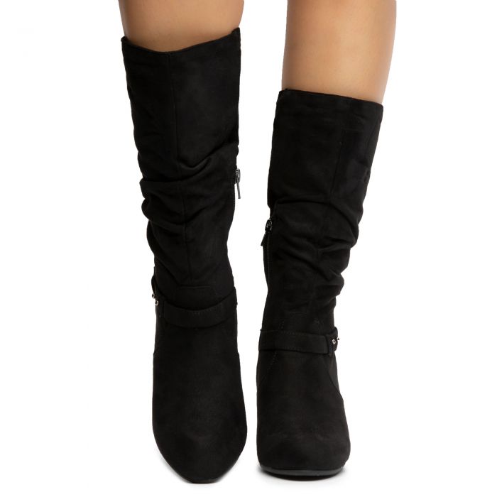 Sound-S Mid-Calf Heel Boots Black