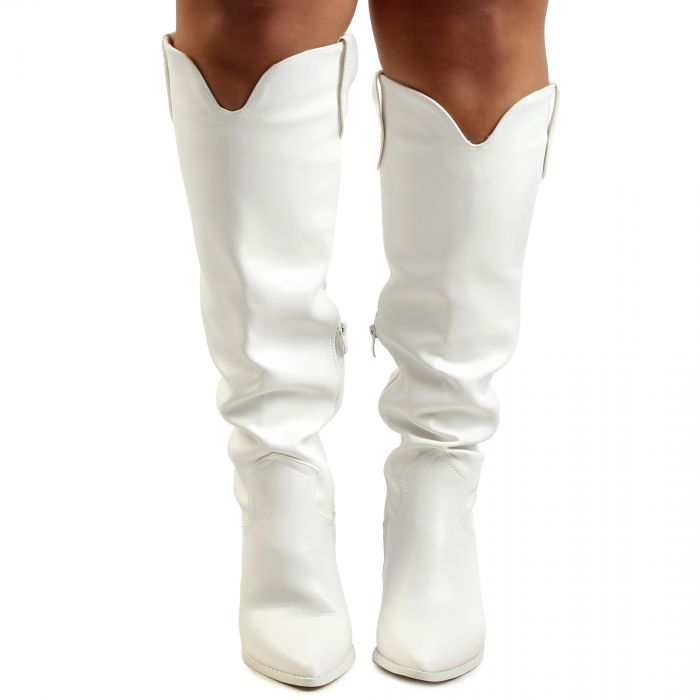 Mondee-1 Straight Cut Cowboy Boot White