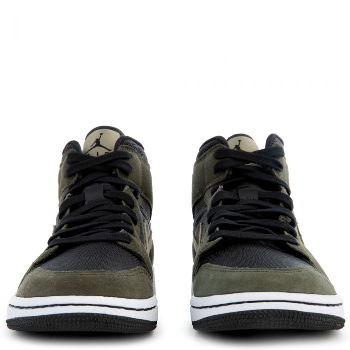 Women's Air Jordan 1 Mid Black-Trooper-Sequoia