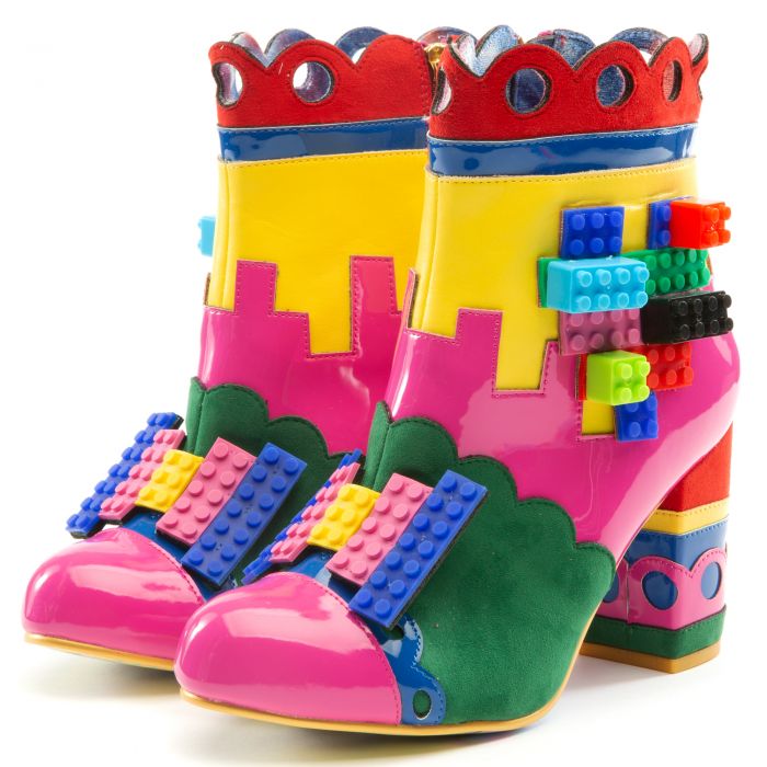 Building Love Platform Heel Boots Pink-Yellow-Green