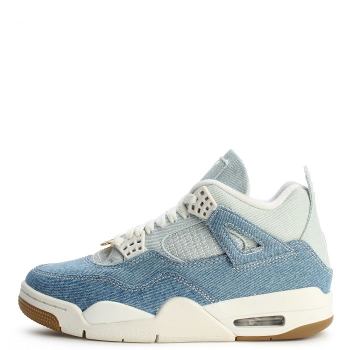 Women's Air Jordan 4 Retro Sail/Sail-Gum Light, Brown-Worn Blue