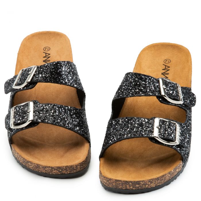 Glory-199 Sandals Black Glitter