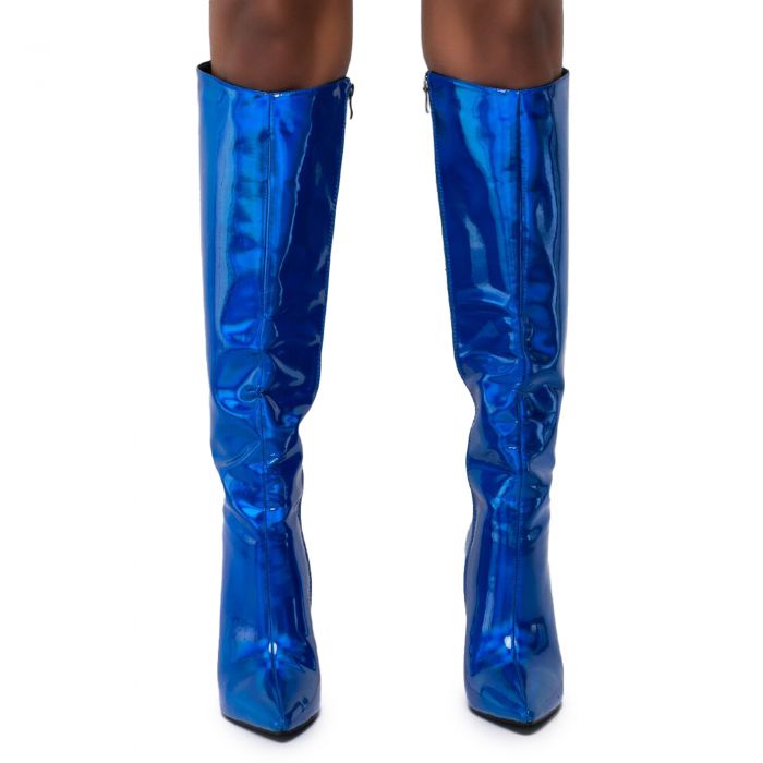 Nova Knee-High Heel Boot Blue