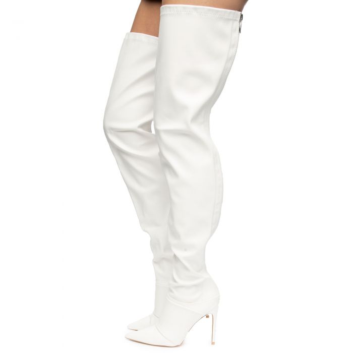 Tyris-1 Thigh High Boots White