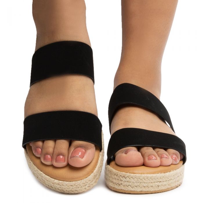 Superb-03S Two Band Sandals Black