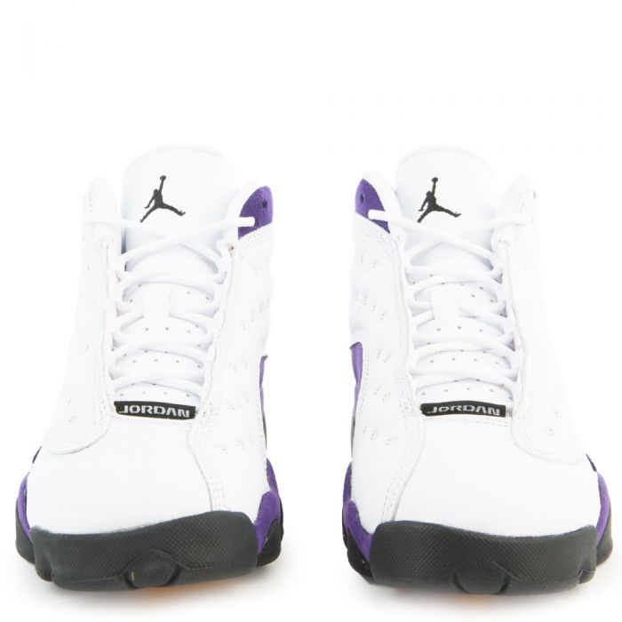 (GS) Air Jordan 13 Retro White/Black-Court Purple-University Gold