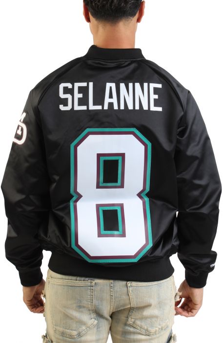 NHL Maxxed Out Satin Jacket Ducks 1992 Teemu Selanne Black