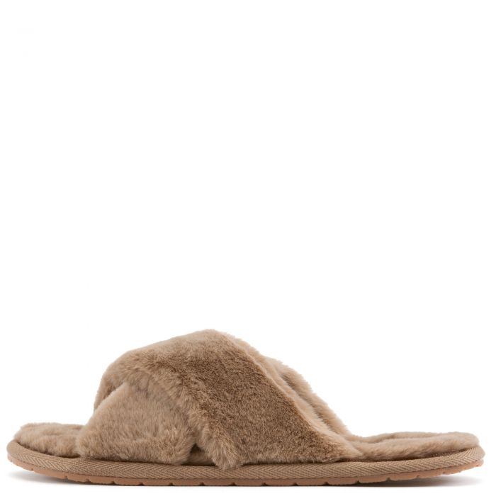 Dearly-1 Fuzzy Slippers Taupe