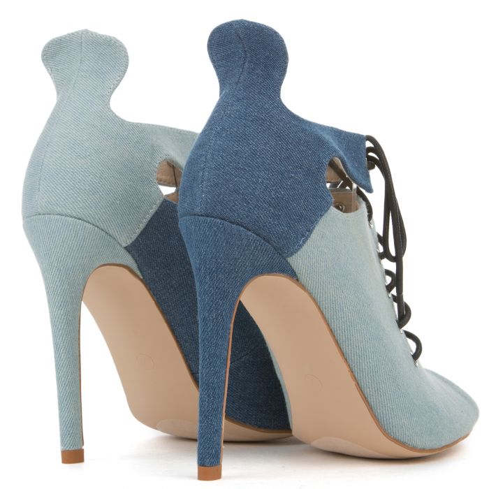 Cape Robbin Blaire-2 Women's Denim Heeled Booties Denim