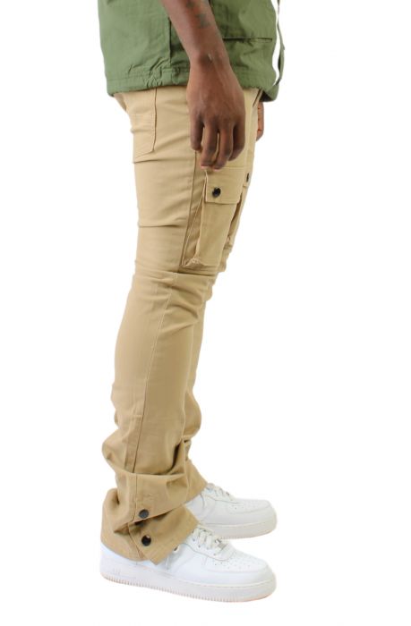 Verde Men's premium twill cargo pant with multi functional pockets Khaki Brune