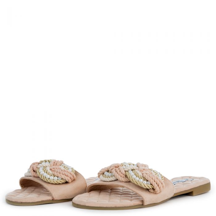 Cape Robbin Stealthy Clear Mule Sandals - Nude Transparent Peep Toe Slides, Size 5.5