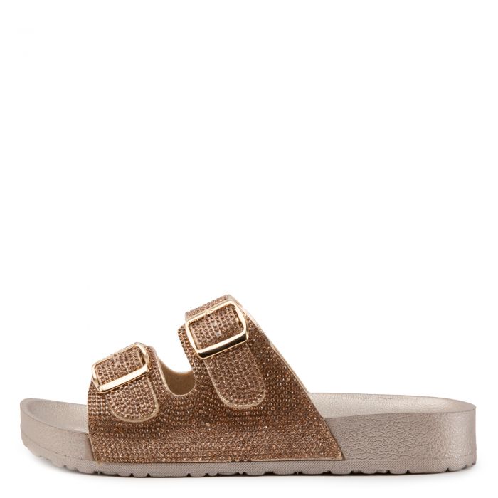 Espen Rhinestone Slides Rose Gold