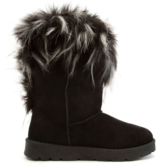 Ada Faux Fur Booties Black/White