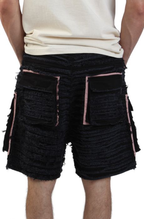 Shredded Denim Cargo Shorts black