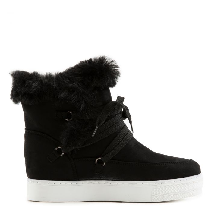 Rise-13 Fur Wedge Sneakers Black