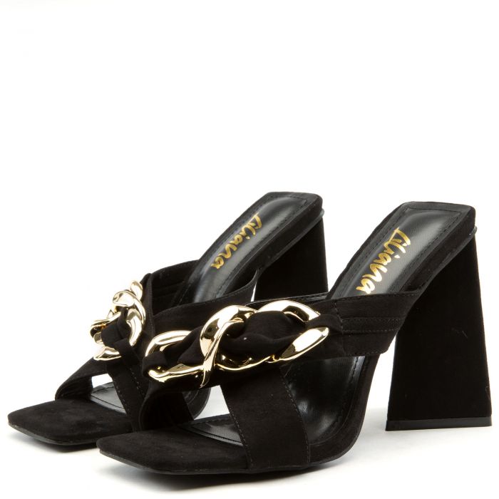 Dreamy-1 Gold Chain Dress High Heel Black