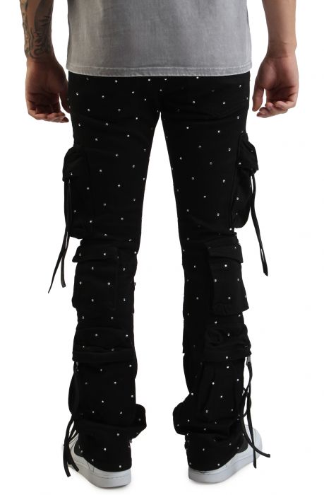 Hawk Cargo Flare Denim Pants   Iced Black
