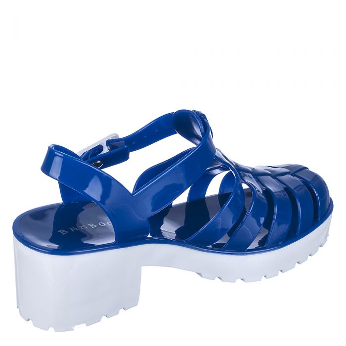 Strawberry-01 Low Heel Jelly Sandal Blue/White