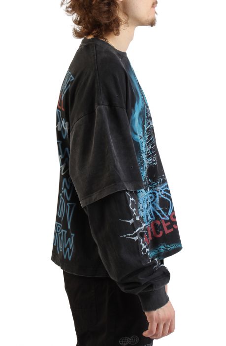 Ancestral Call Silent Sentinel Washed Twofer T-Shirt  Black