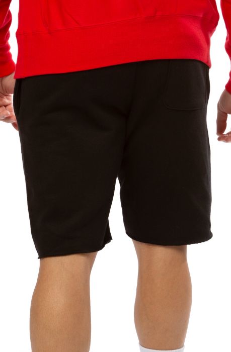 Reverse Weave Cut Off Shorts Black