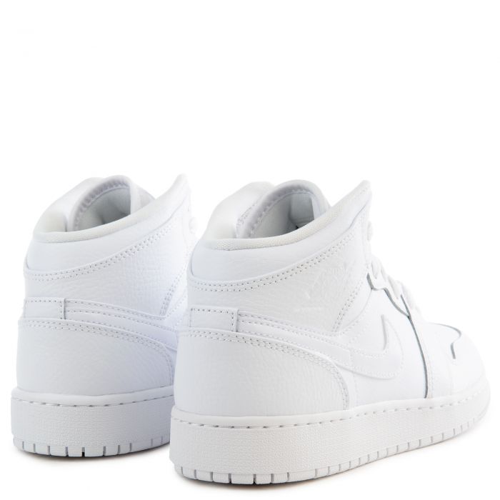 (GS) Air Jordan 1 Mid White/White-White