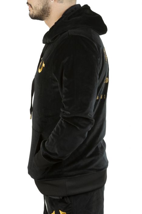 Velour Zip Hoodie Black