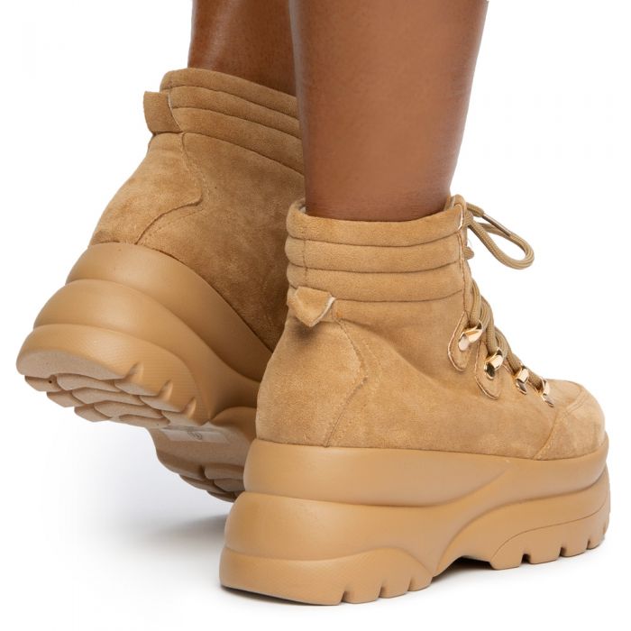Bel-11 Lace Up Boots Taupe