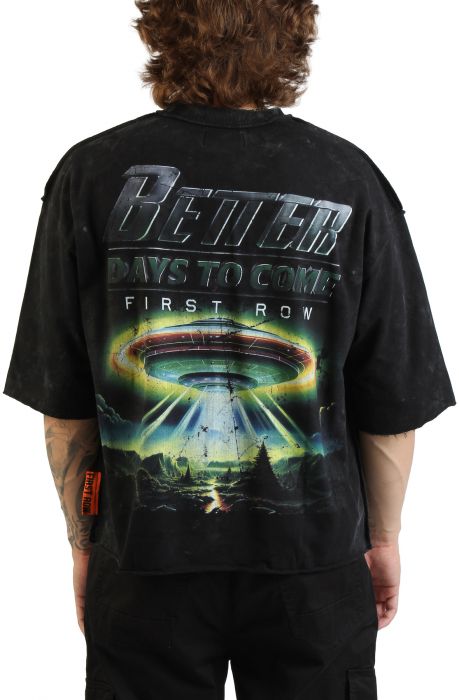 Post Human Soft Touch Washed Cropped T-Shirt  Black