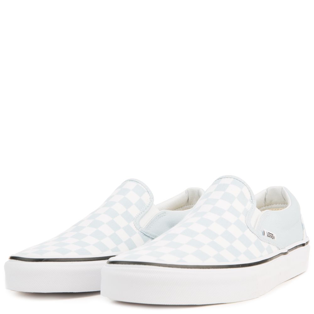 vans baby blue checkered slip ons