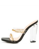 Slash-06 Clear Heel High Heels Black Crinckle Pu