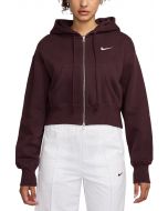 Sportswear Phoenix Fleece Loose Full-Zip Cropped Hoodie Burgundy Crush