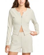 Sportswear Chill Knit Slim Full-Zip Ribbed Cardigan Light Orewood Brown/Light Orewood Brown