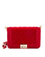 Quilted Velvet Crossbody Bag Red
