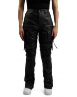 Stacked Utility Vegan Leather Pants Black