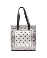 Paisley Tote Handbag White Bandana