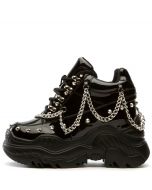 Space Candy Platform Sneakers with Studs Black Patent