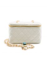Quilted Rounded Square Crossbody Bag White