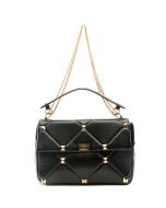 Quilted Studded Handbag Black