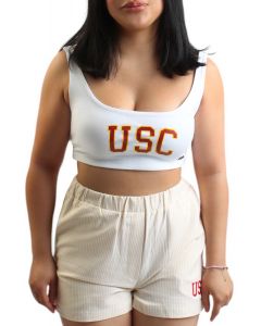 USC Scoop Neck Crop Top White