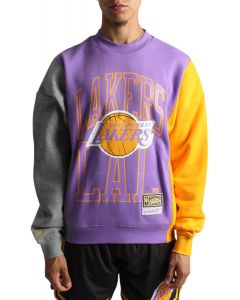 NBA Los Angeles Lakers Split 3 Pullover Sweatshirt Grey Heather/Purple-Yellow