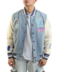Mickey Mouse Denim Varsity Jacket Denim