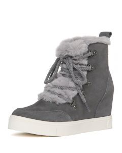 Lift Fur Casual Wedge Sneaker Grey