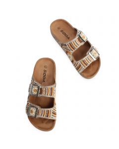 Mike-Rhinestones Sandal  Tan Multi