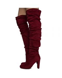 burgundy suede thigh high boots