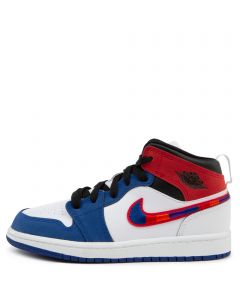 red black white and blue jordan ones