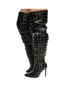Rhinestone thigh boots sales