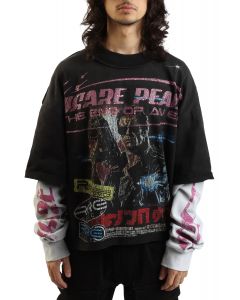 Cypher Graphic Crop Long Sleeve T-shirt Washed Black