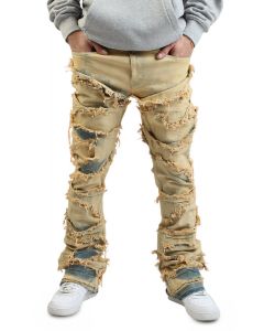 REBEL MINDS Chaos Stacked Shredded Jean 642-637MID - Shiekh