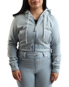 RAW EDGE BIG T SHRUNKEN ZIP HOODIE Pacific